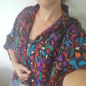 VINTAGE WOOL BLOUSE COLORFUL 80S 90S FRESH PRINCE